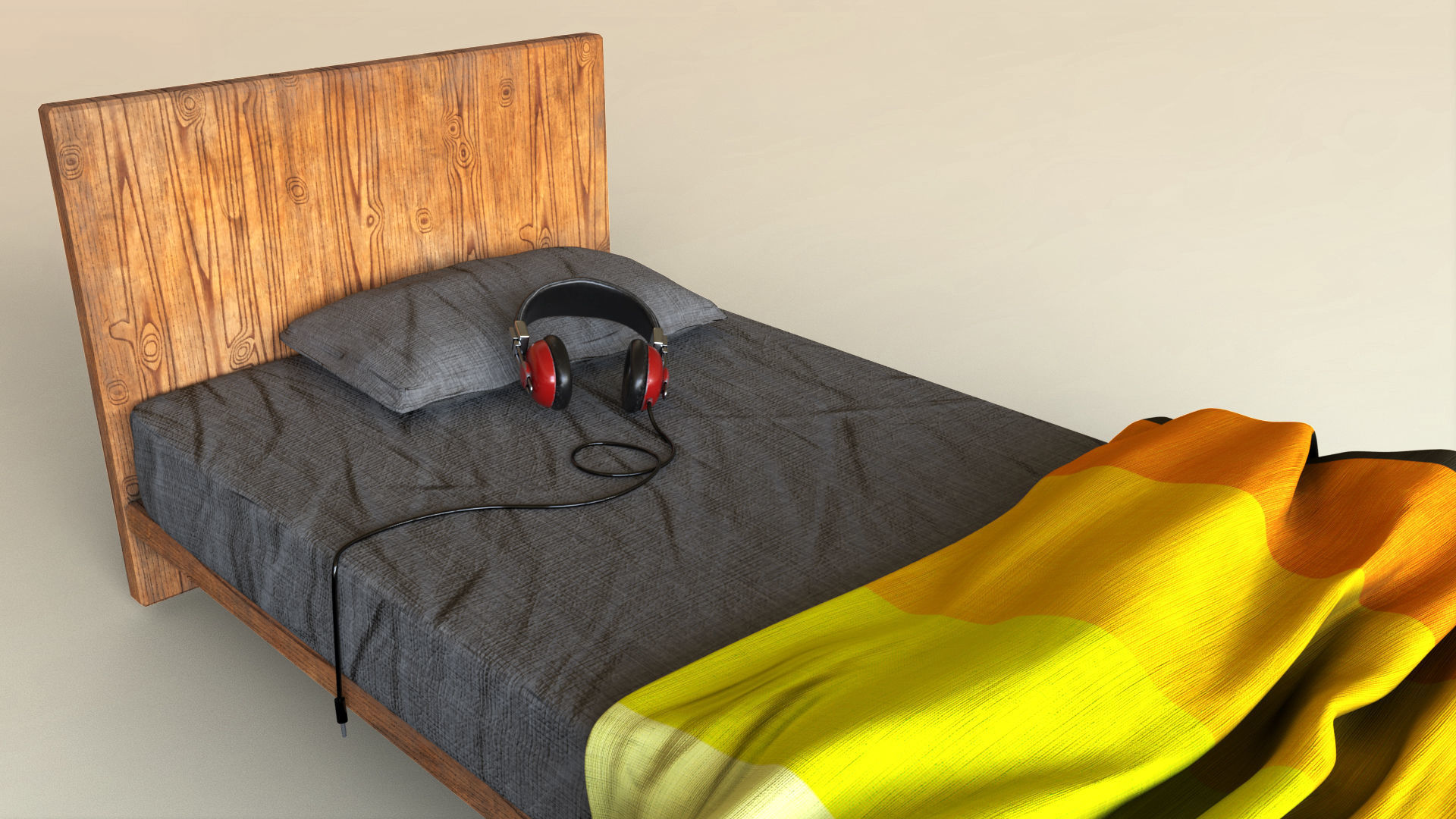 Retro Colors Lowpoly Bed Low-poly 3D model_2