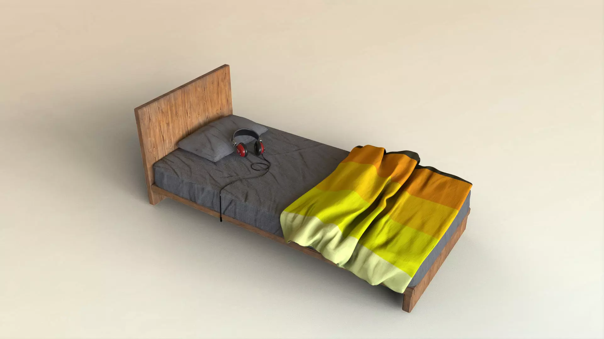 Retro Colors Lowpoly Bed Low-poly 3D model_0