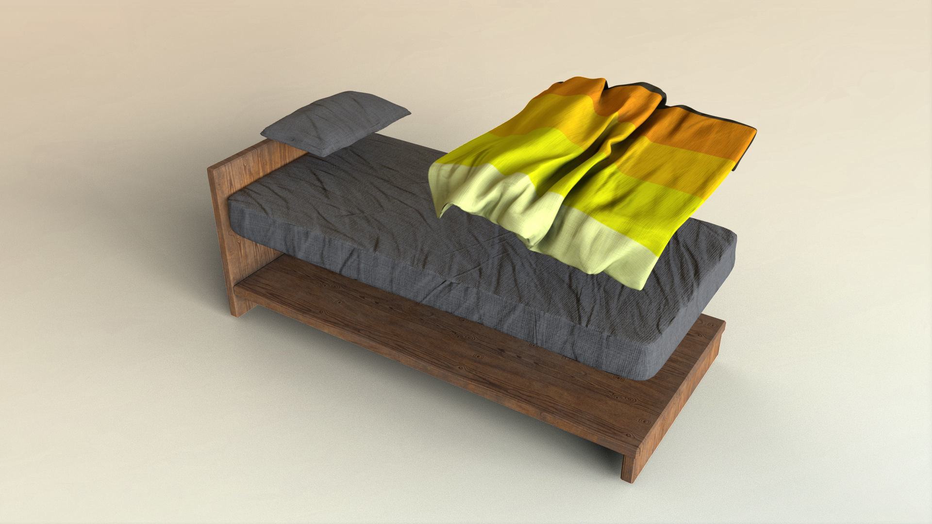 Retro Colors Lowpoly Bed Low-poly 3D model_5