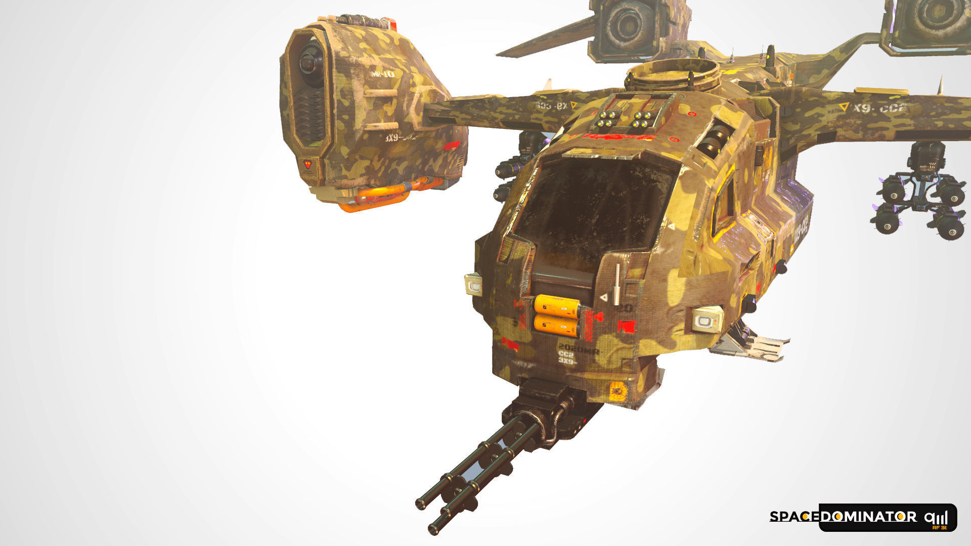 Spaceship Jet-Fighter - ready games and Video Production Low-poly 3D model_2