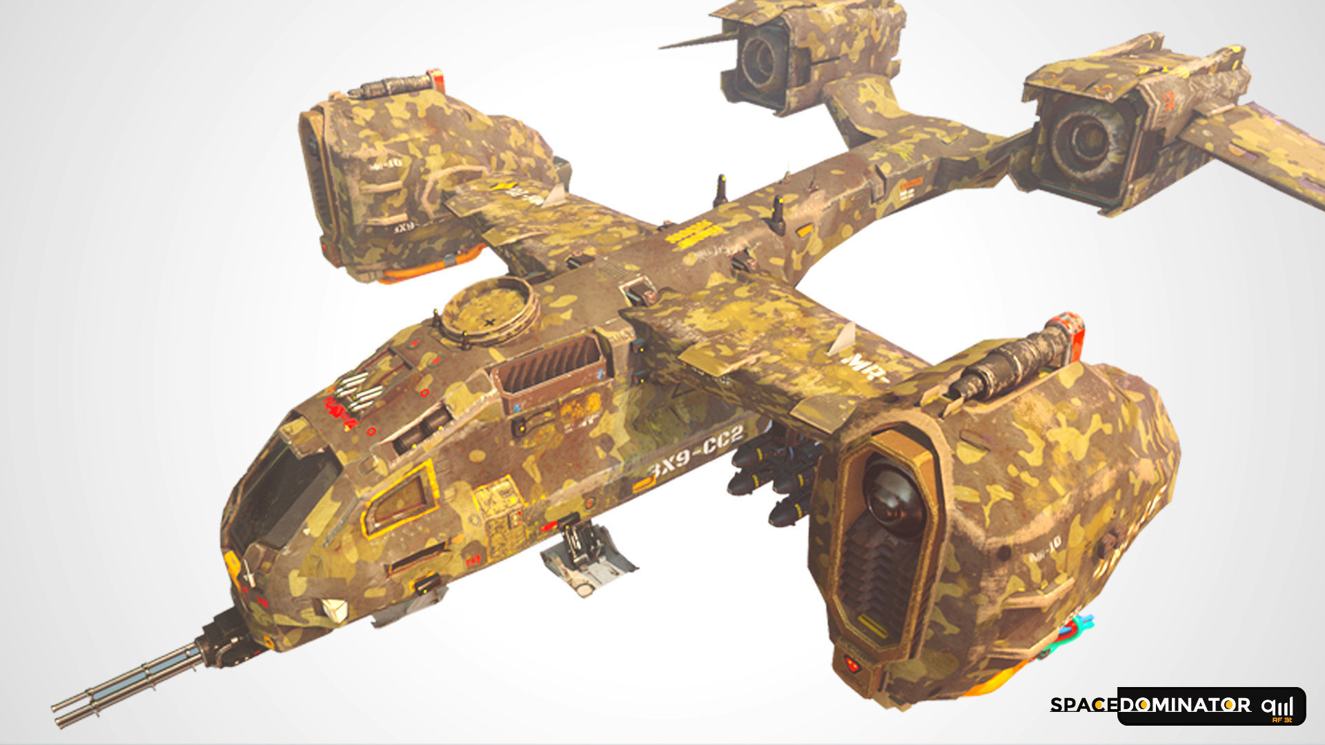 Spaceship Jet-Fighter - ready games and Video Production Low-poly 3D model_4