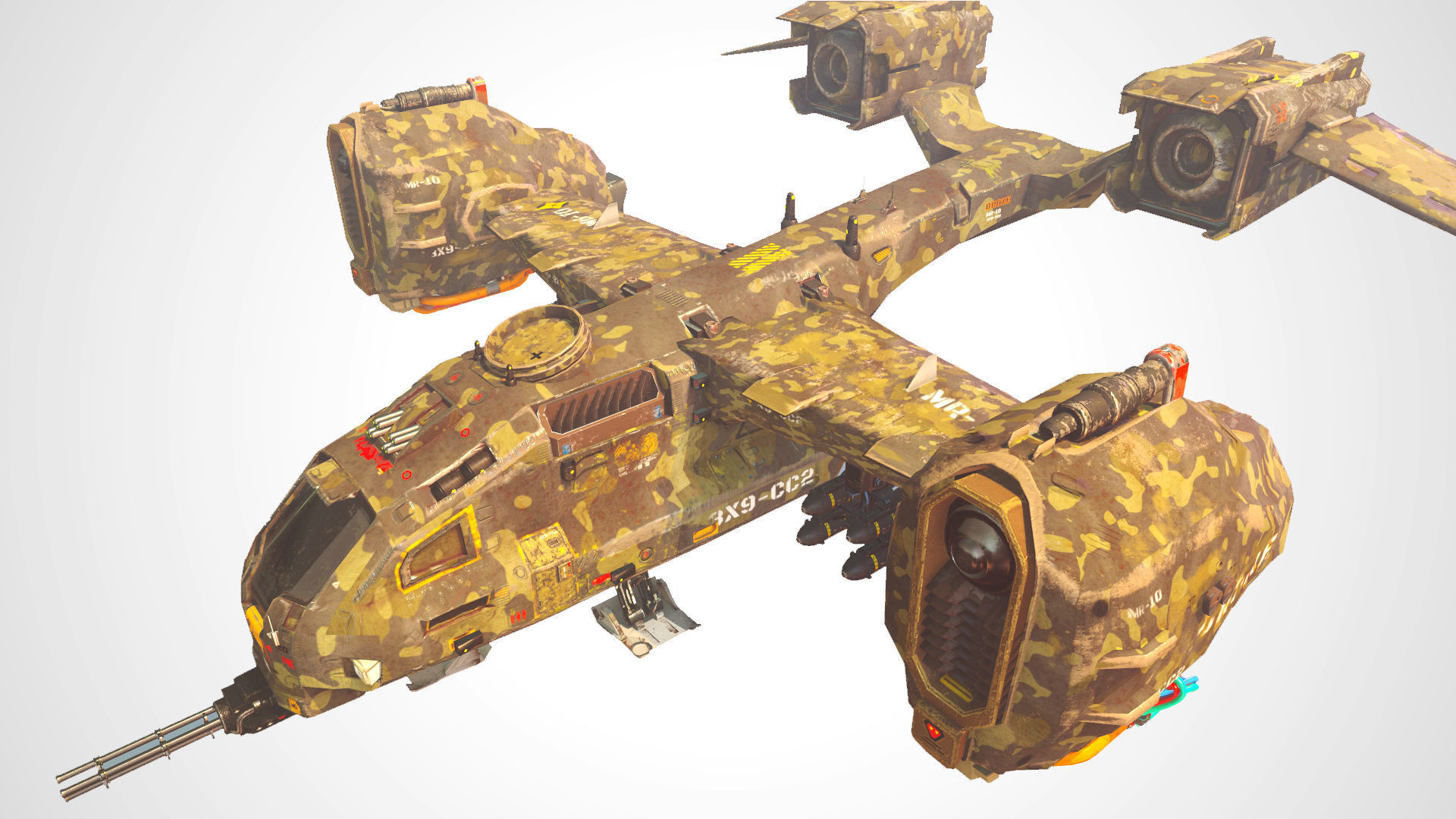 Spaceship Jet-Fighter - ready games and Video Production Low-poly 3D model_8