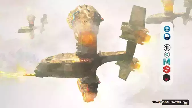 Spaceship Jet-Fighter - ready games and Video Production Low-poly 3D model