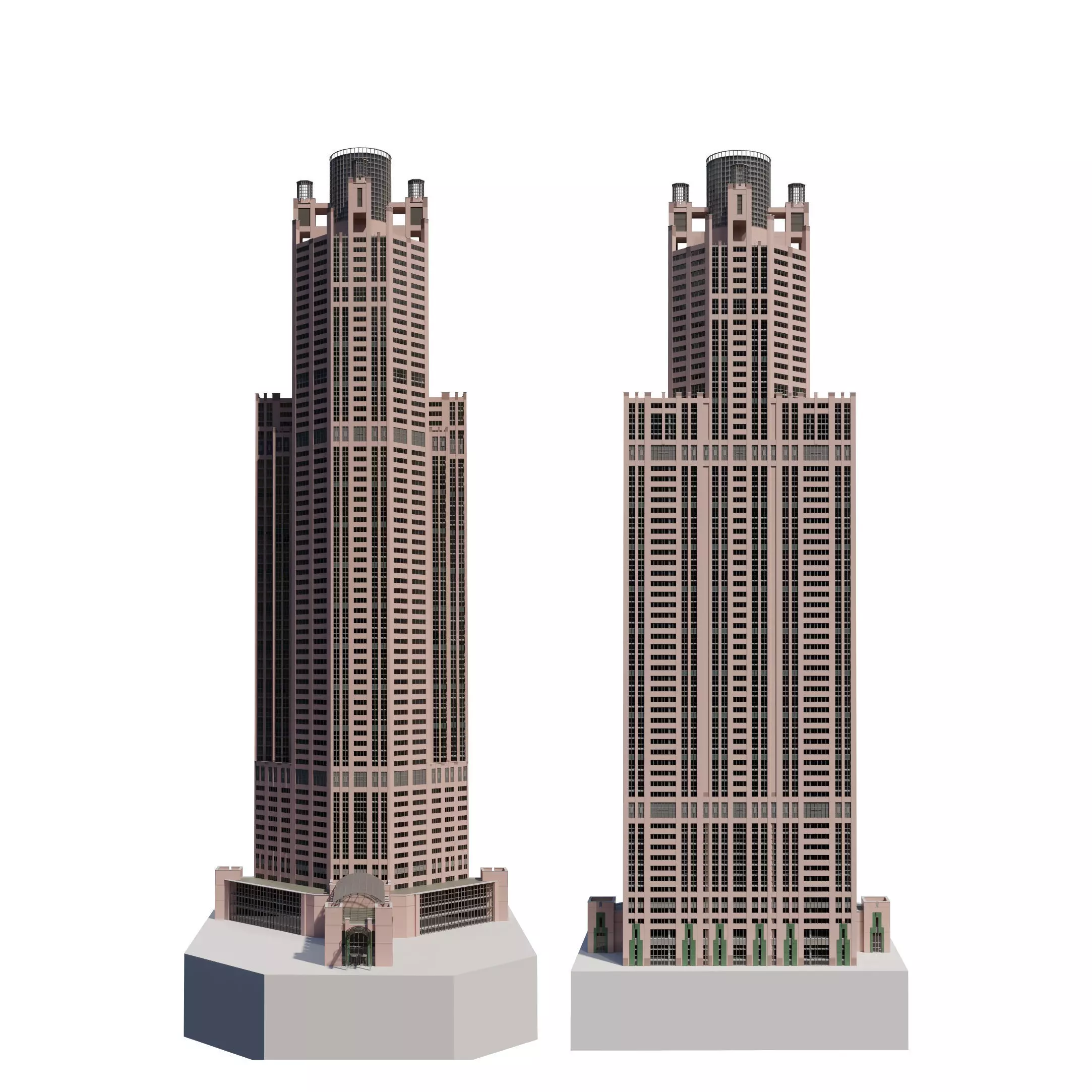 Chicago Building lowpoly Low-poly 3D model_0