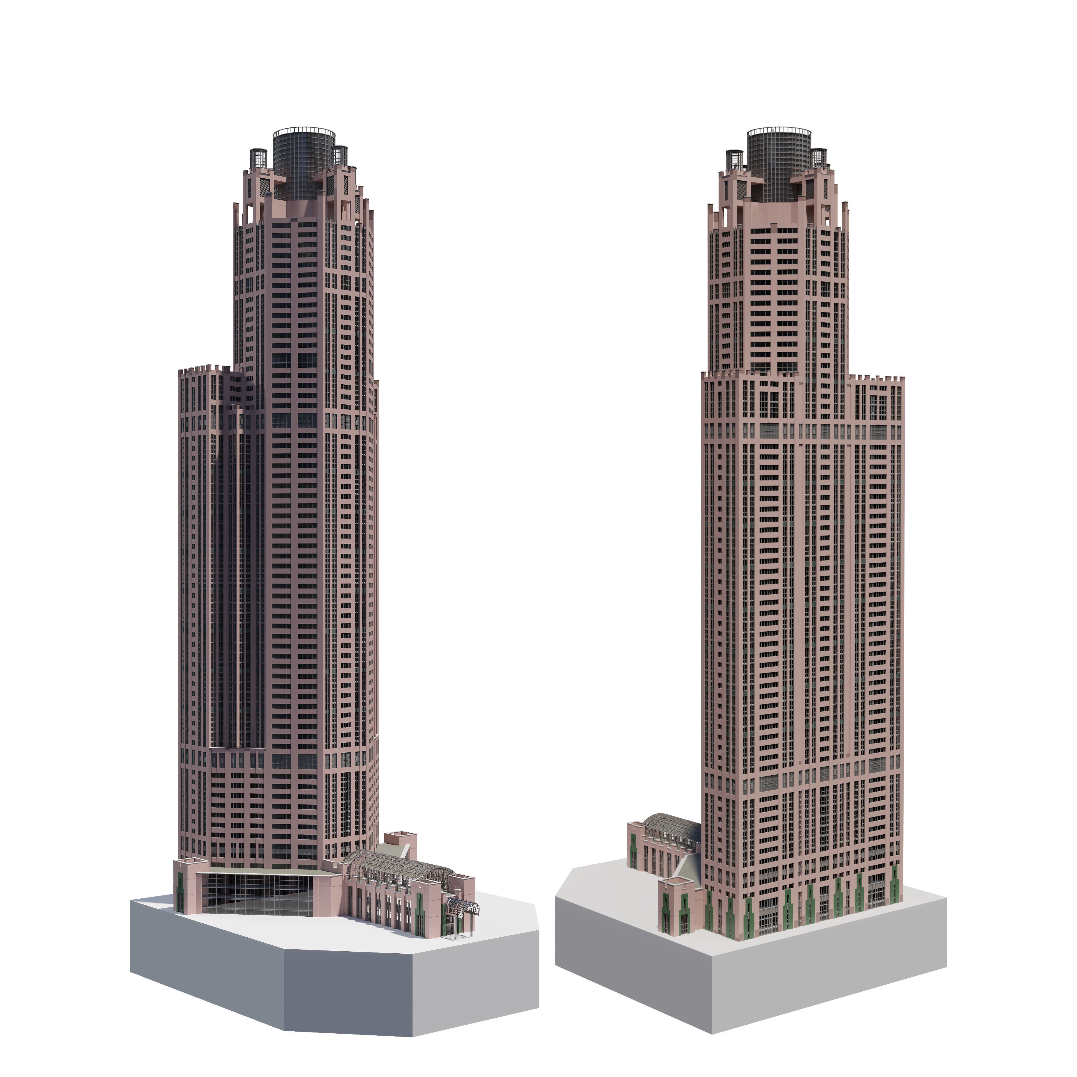Chicago Building lowpoly Low-poly 3D model_1