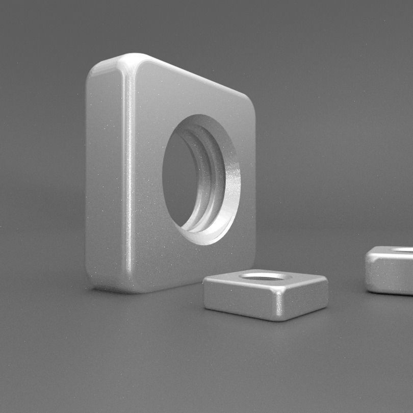 Nut Square DIN  562 - M2 to M90 3D model_1