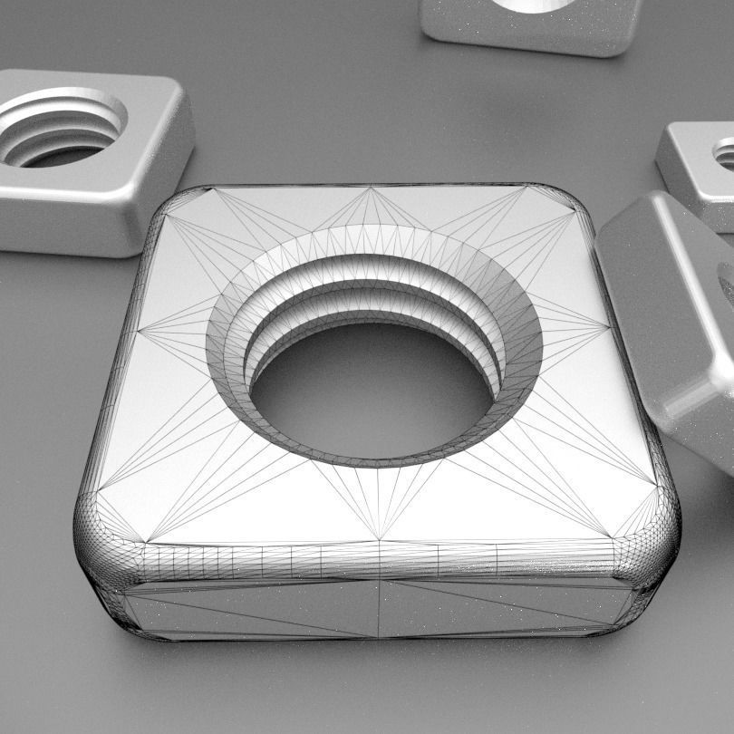 Nut Square DIN  562 - M2 to M90 3D model_5