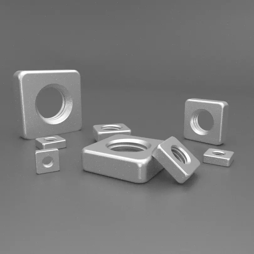 Nut Square DIN  562 - M2 to M90 3D model_0