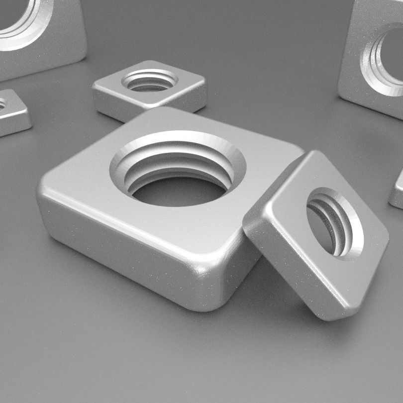 Nut Square DIN  562 - M2 to M90 3D model_2