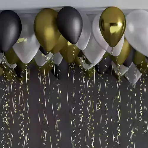 Balloons gold with confetti
