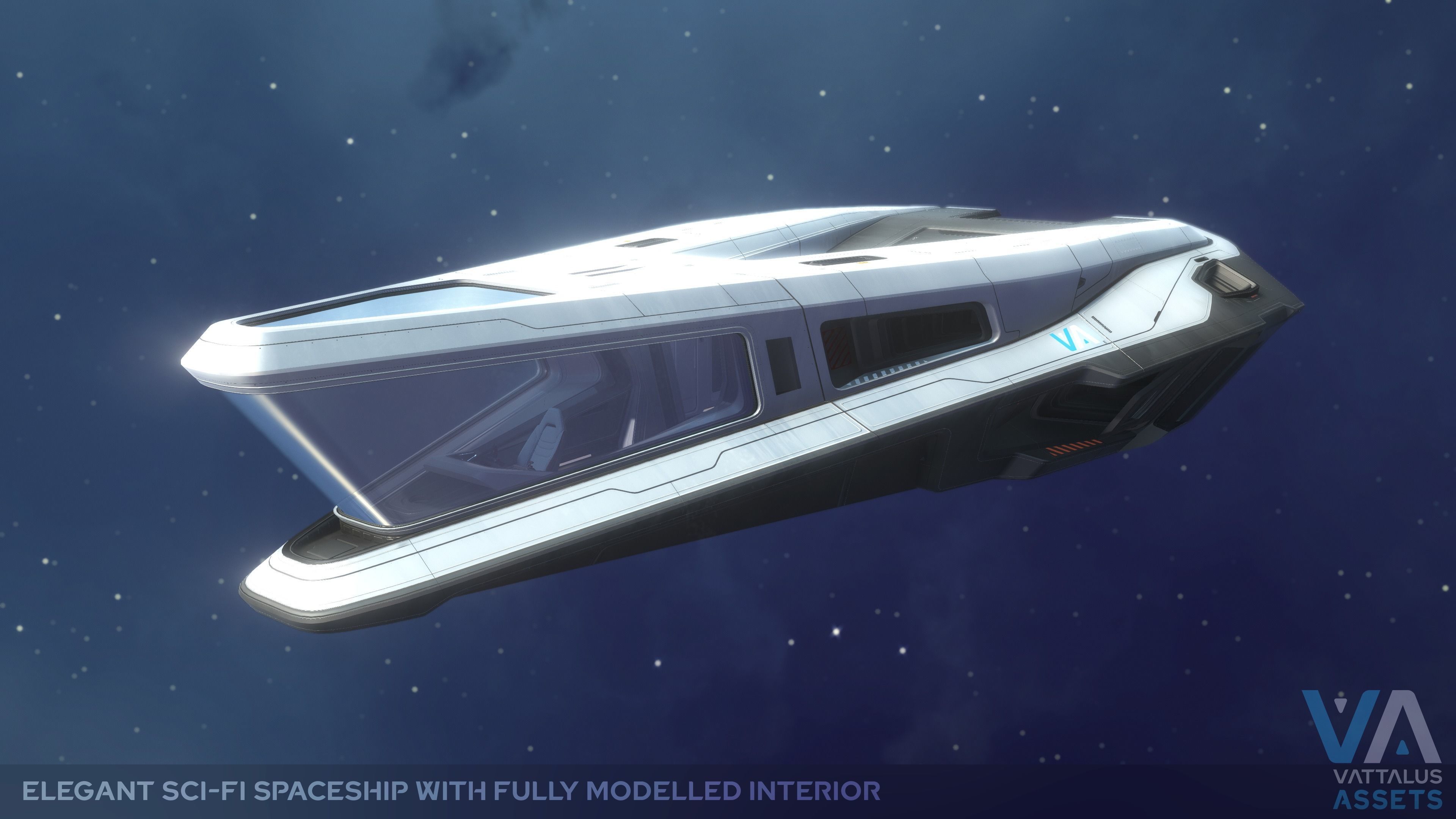 Phobos - Spaceship with Interior Low-poly 3D model_4