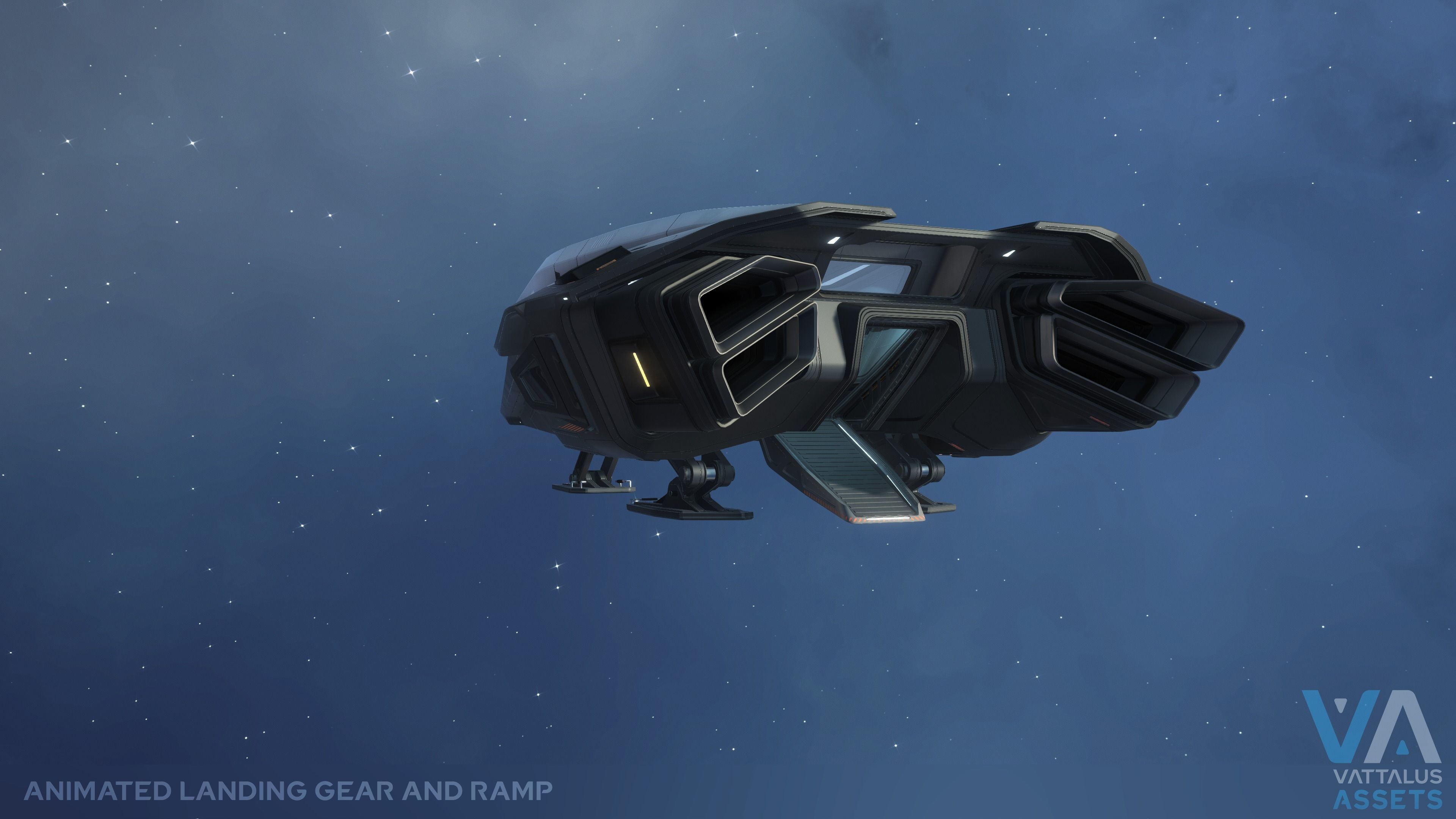 Phobos - Spaceship with Interior Low-poly 3D model_7