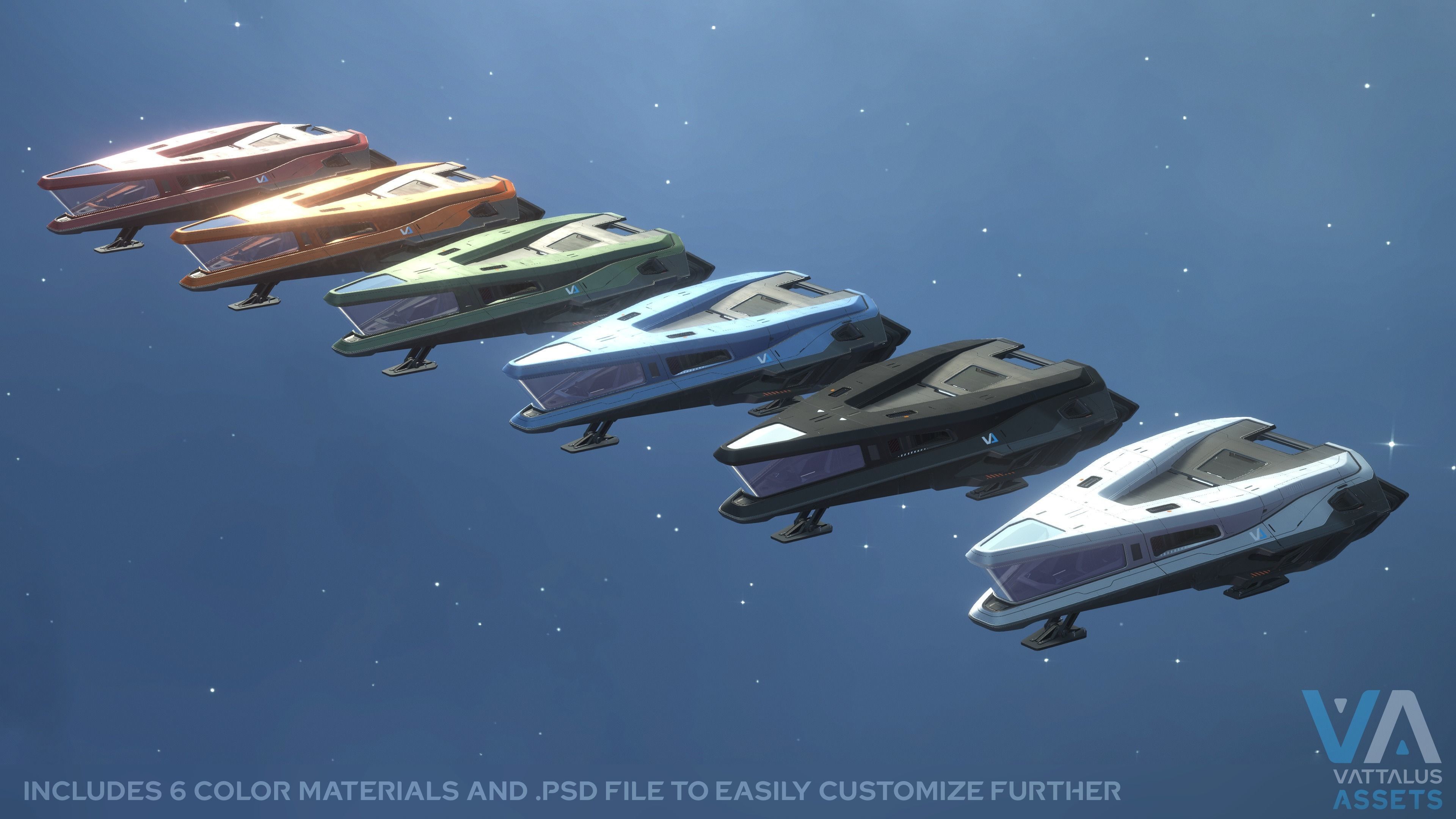 Phobos - Spaceship with Interior Low-poly 3D model_10