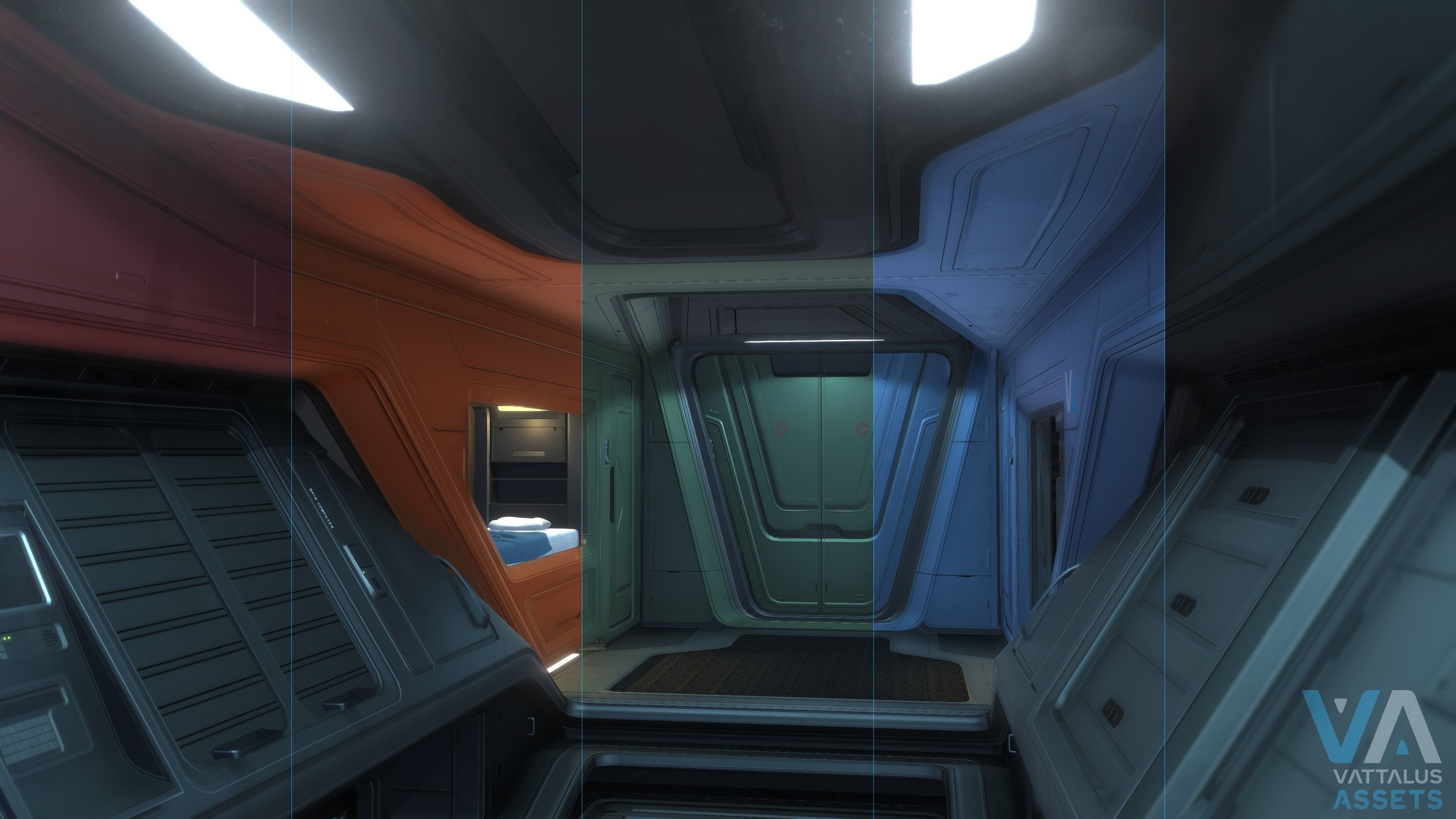 Phobos - Spaceship with Interior Low-poly 3D model_11