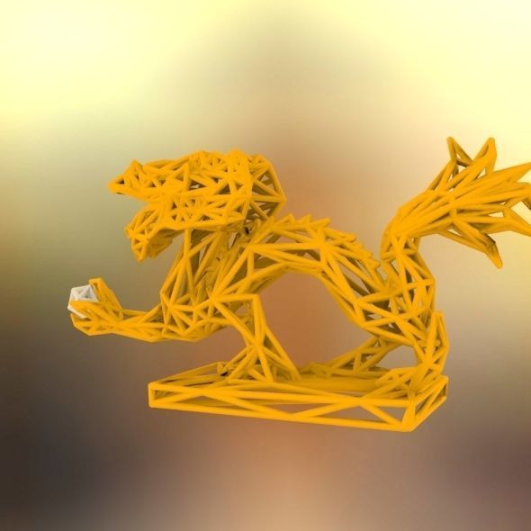 Dragon With Icosahedron 3D print model_29