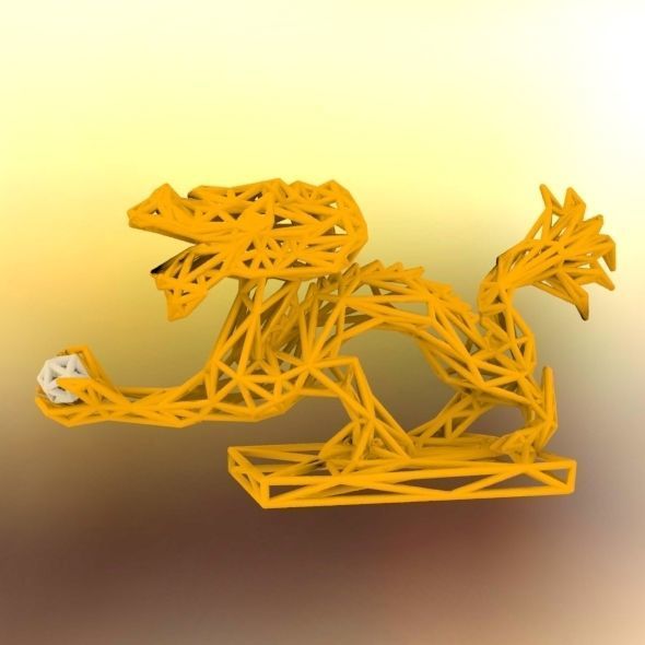 Dragon With Icosahedron 3D print model_31