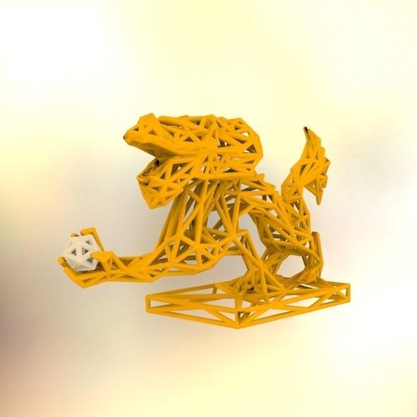 Dragon With Icosahedron 3D print model_10