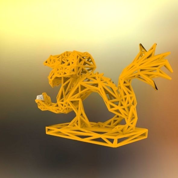 Dragon With Icosahedron 3D print model_28