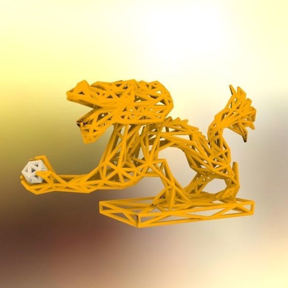 Dragon With Icosahedron 3D print model_32