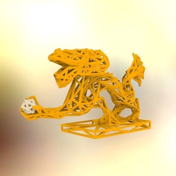 Dragon With Icosahedron 3D print model_9