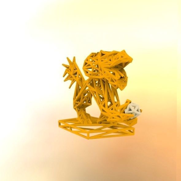 Dragon With Icosahedron 3D print model_14