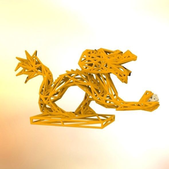 Dragon With Icosahedron 3D print model_17