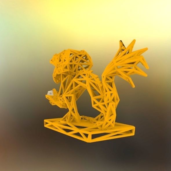 Dragon With Icosahedron 3D print model_27