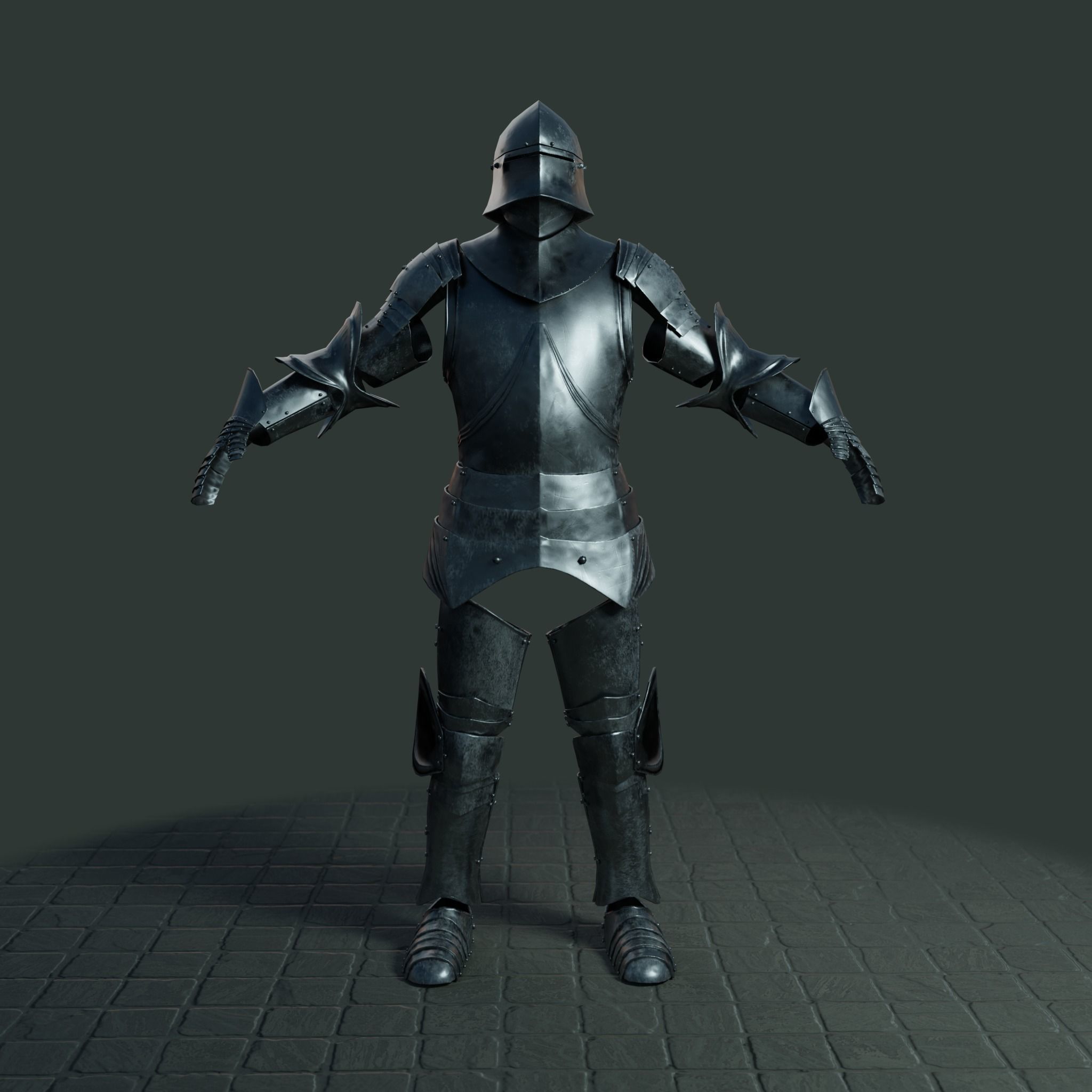 Medieval armor set 002 Low-poly 3D model_2
