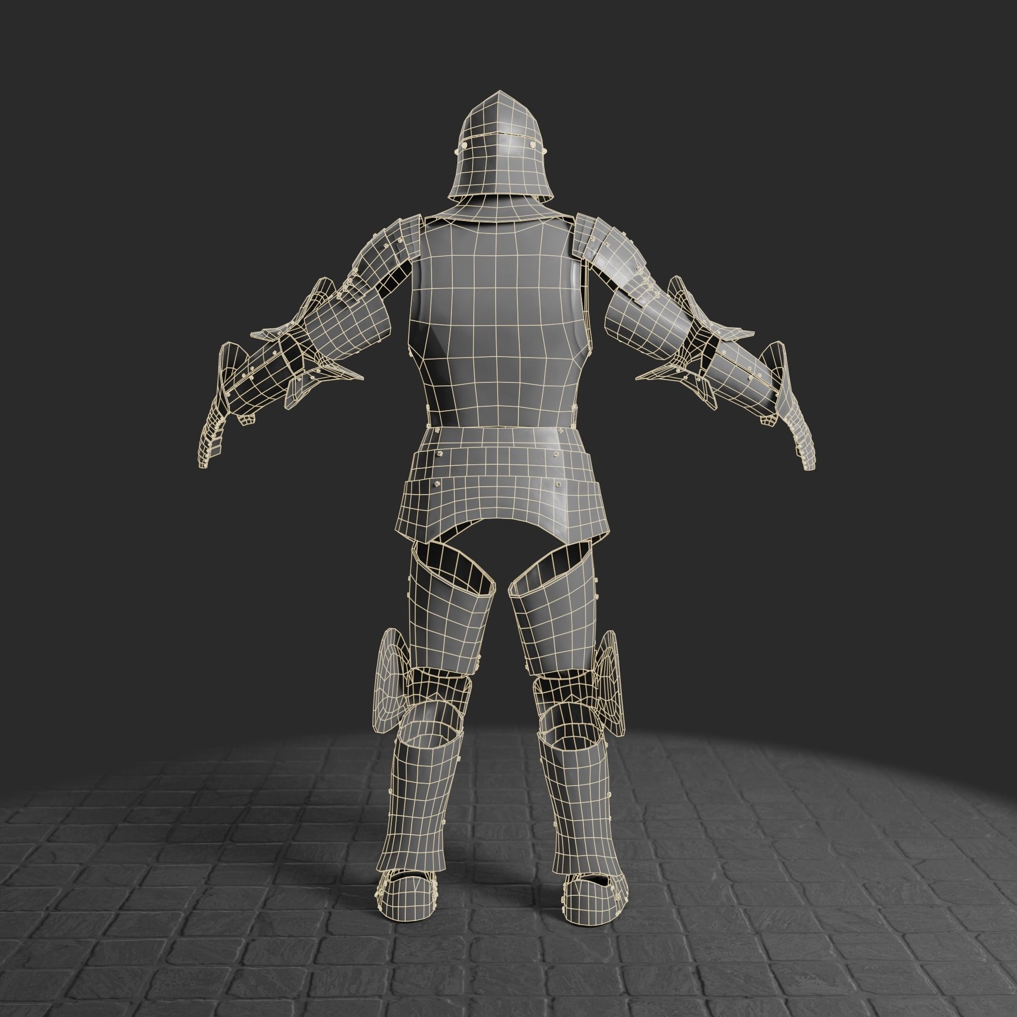 Medieval armor set 002 Low-poly 3D model_12