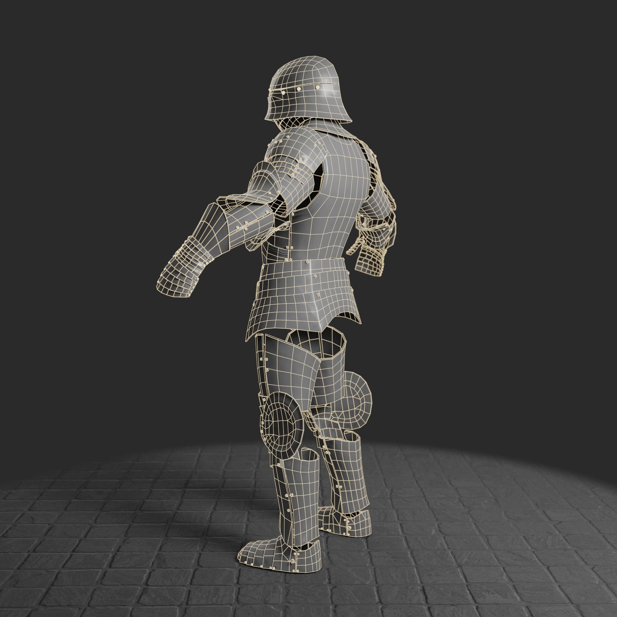 Medieval armor set 002 Low-poly 3D model_13