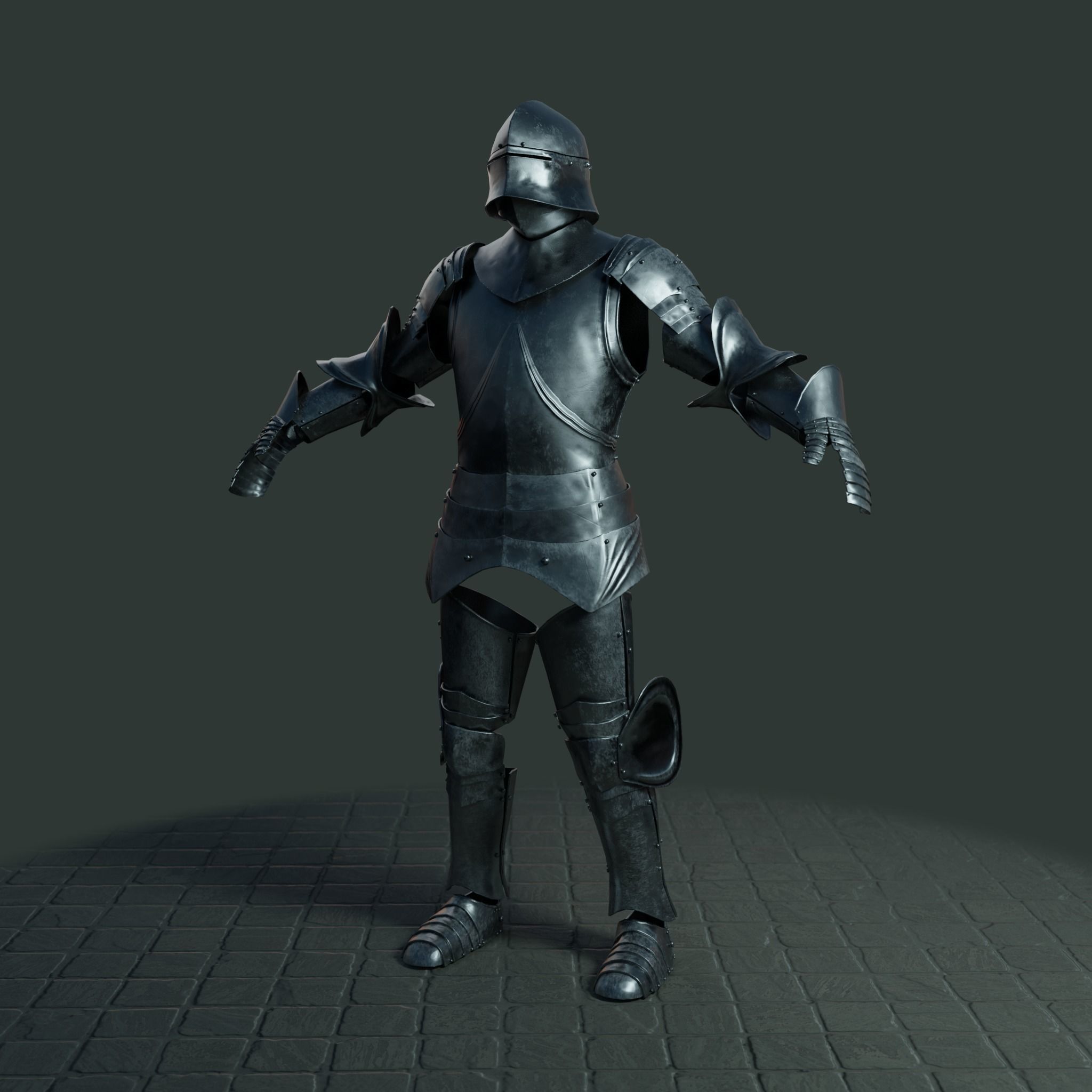 Medieval armor set 002 Low-poly 3D model_4