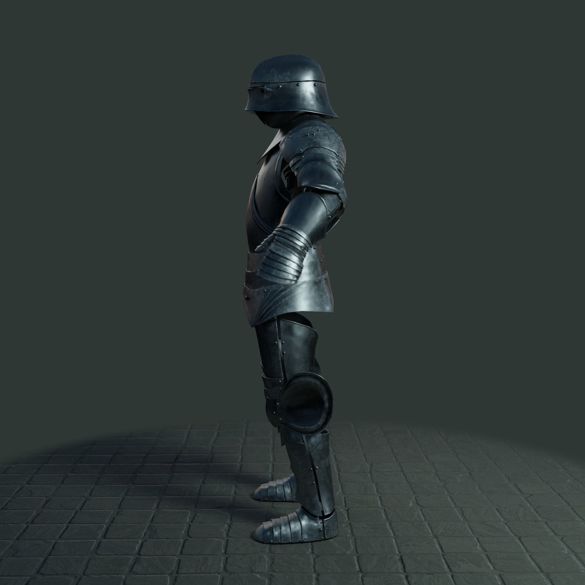 Medieval armor set 002 Low-poly 3D model_7