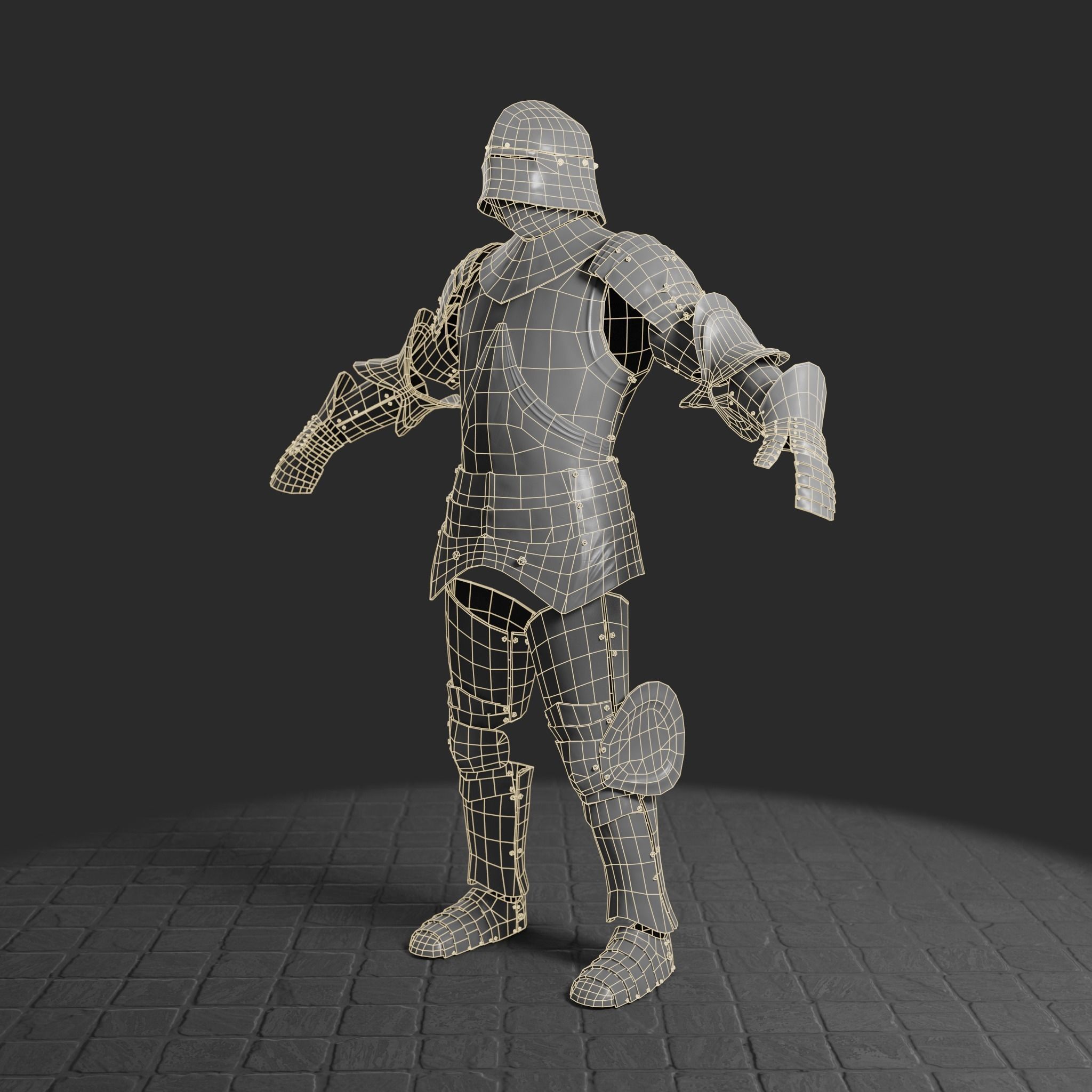 Medieval armor set 002 Low-poly 3D model_14