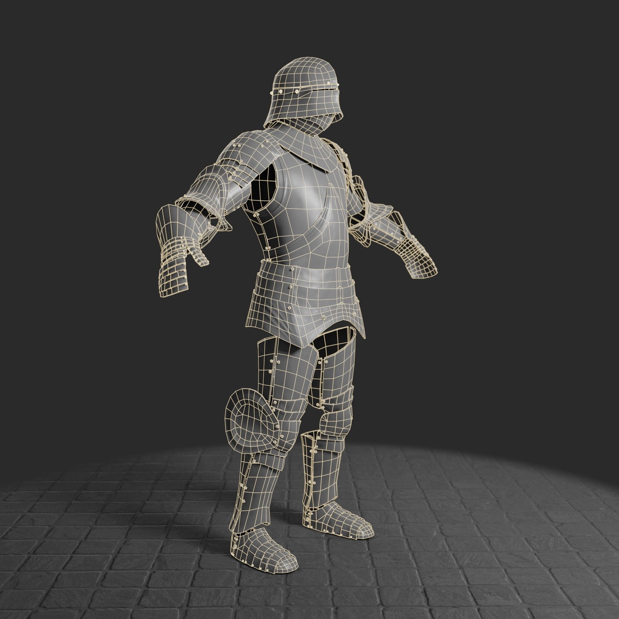 Medieval armor set 002 Low-poly 3D model_10