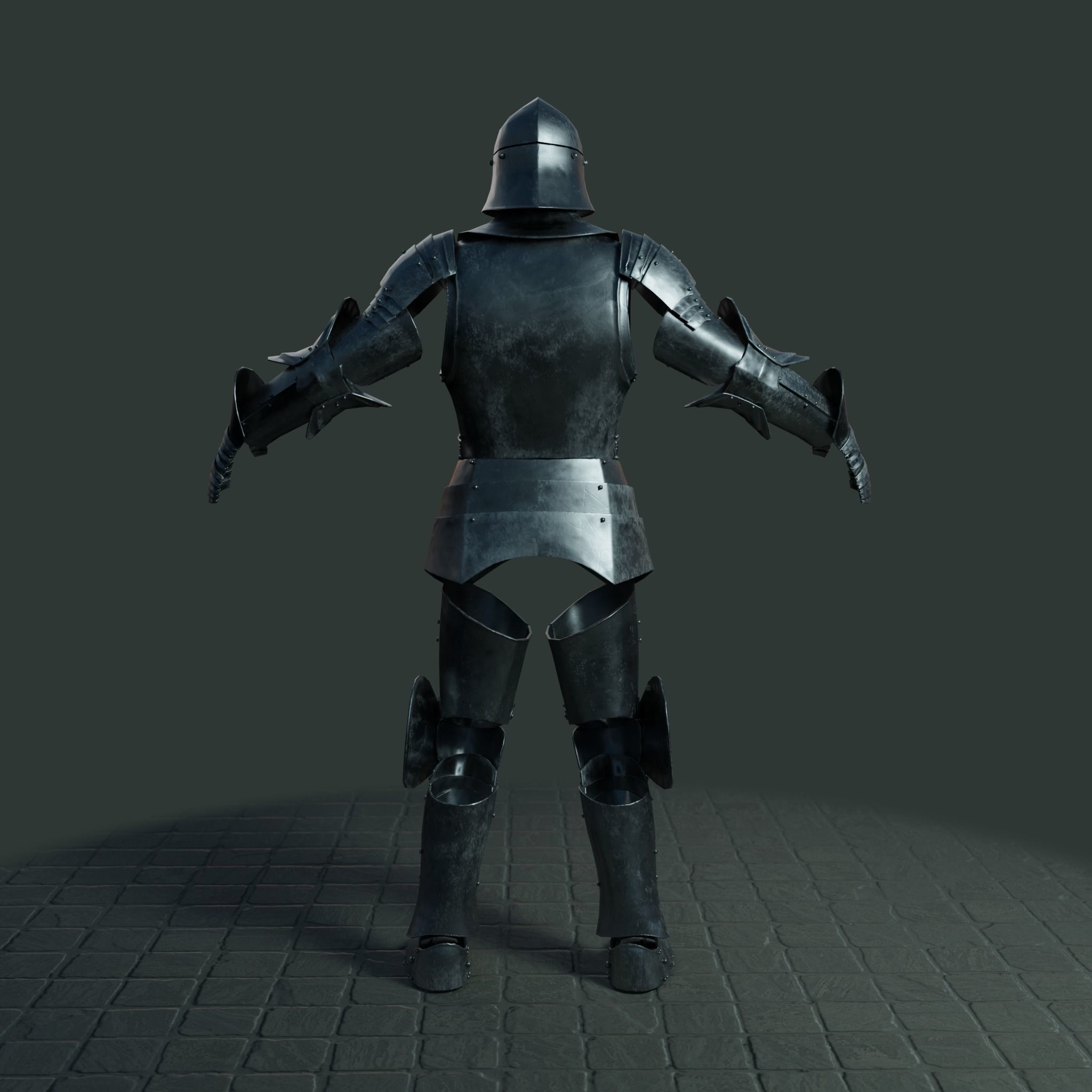 Medieval armor set 002 Low-poly 3D model_6