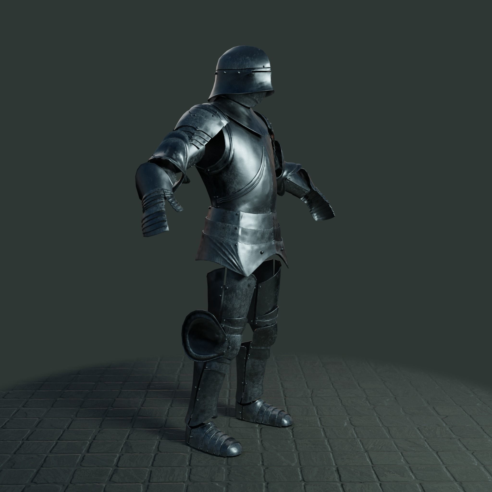 Medieval armor set 002 Low-poly 3D model_3