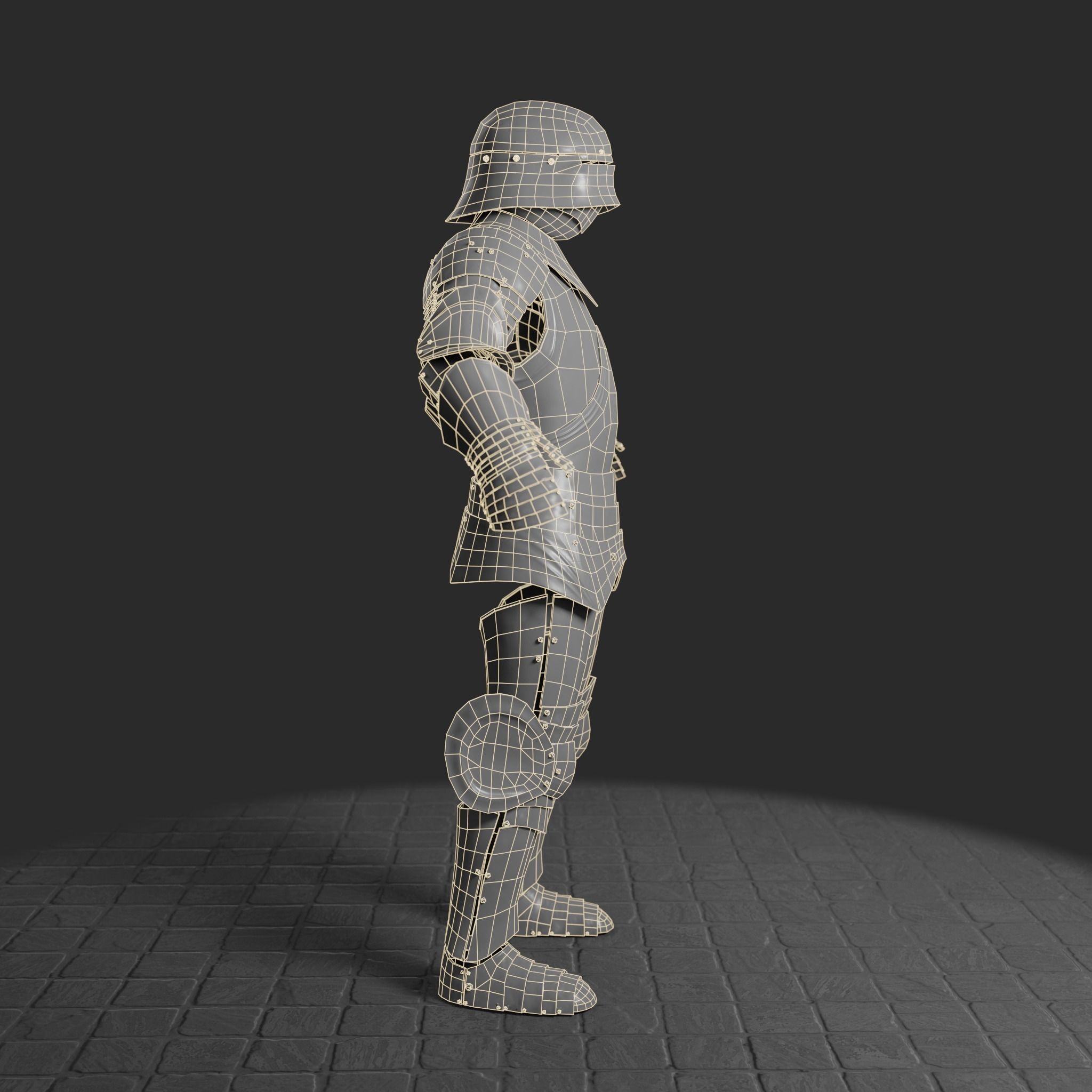 Medieval armor set 002 Low-poly 3D model_9