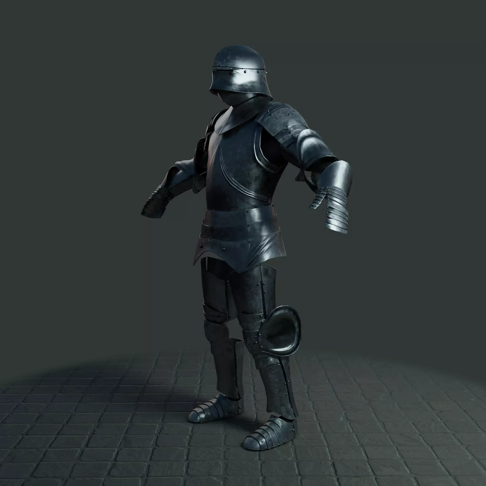 Medieval armor set 002 Low-poly 3D model_0