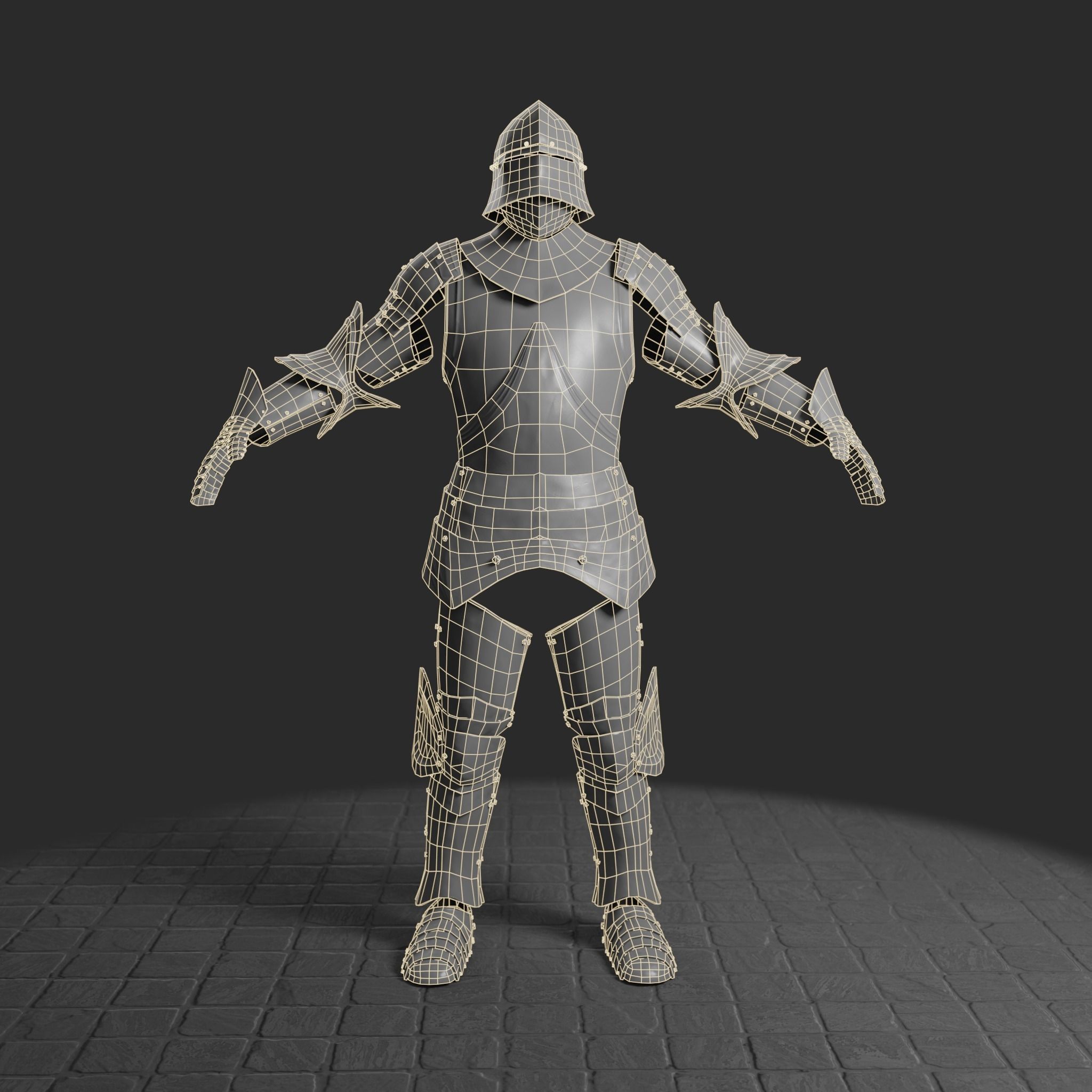 Medieval armor set 002 Low-poly 3D model_11