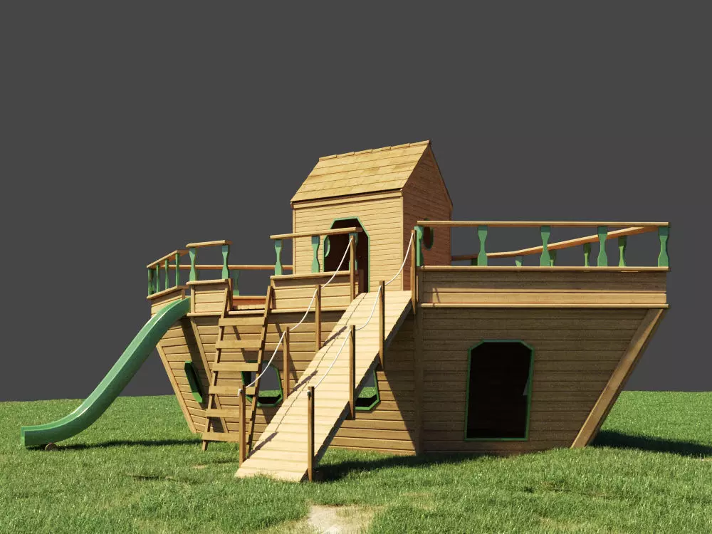 Wood Playground Boat 3D model_0