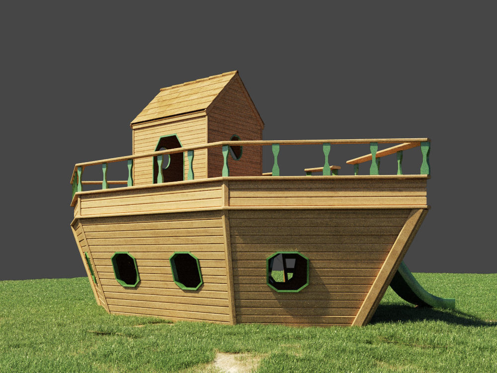 Wood Playground Boat 3D model_2