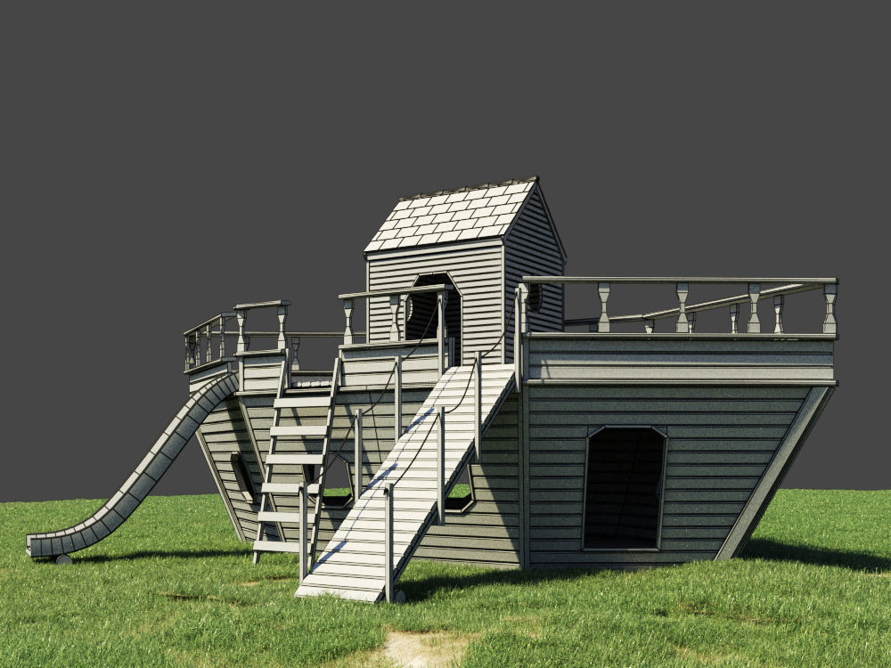 Wood Playground Boat 3D model_1