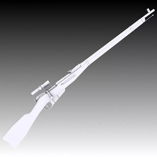 M91 30 Mosin Nagant with PU Scope Low-poly 3D model_0