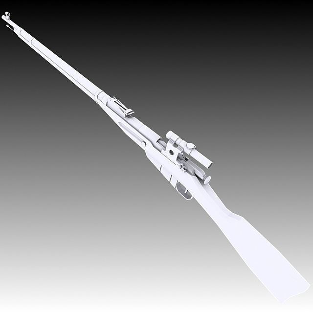 M91 30 Mosin Nagant with PU Scope Low-poly 3D model_2