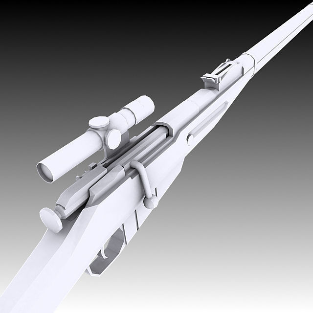 M91 30 Mosin Nagant with PU Scope Low-poly 3D model_3