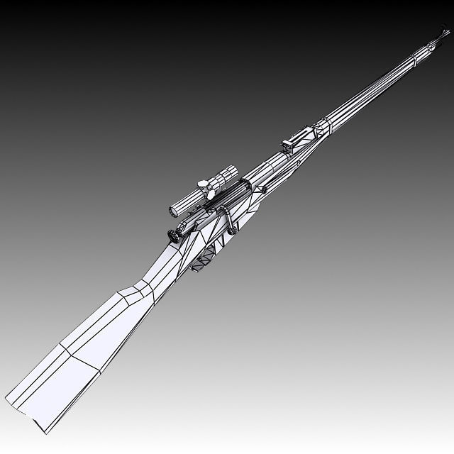 M91 30 Mosin Nagant with PU Scope Low-poly 3D model_4