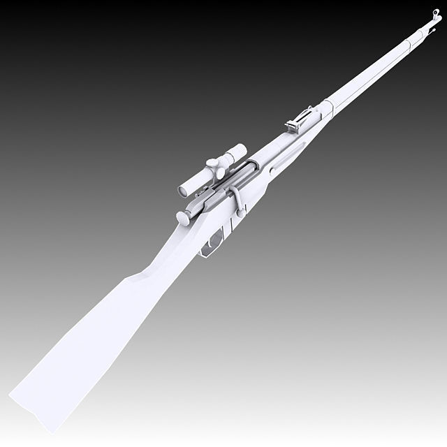 M91 30 Mosin Nagant with PU Scope Low-poly 3D model_1