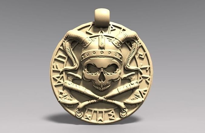 Viking skull pendant 2 3D print model