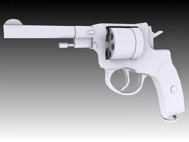 Nagant M1895 Revolver  Low-poly 3D model_0