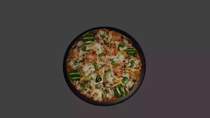 pizza 3d model Low-poly 3D model